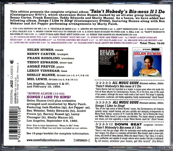 Helen Humes - Tain't Nobody's Biz-ness If Do + Songs I Like To Sing! (CD)