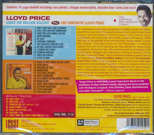 Lloyd Price - Sings The Millon Sellers + The Fantastic Lloyd Price (2 albums on 1 CD) (31 tracks) (incl. 16-page booklet) (remastered) (CD)