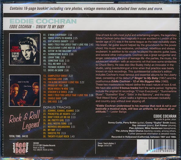 Eddie Cochran - Eddie Cochran + Singin' To My Baby (CD)