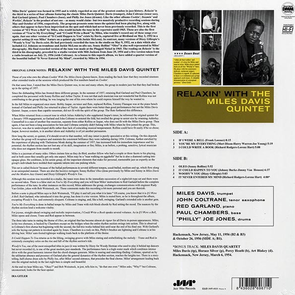 Miles Davis Quintet - Relaxin' With Miles Davis Quintet (+bonus track) (ltd. ed.) (180g) (LP) - PureSound Records
