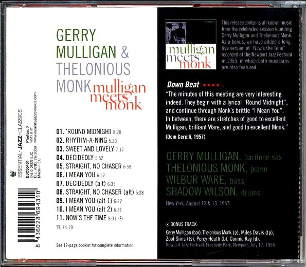 Gerry Mulligan, Thelonious Monk - Mulligan Meets Monk (CD)