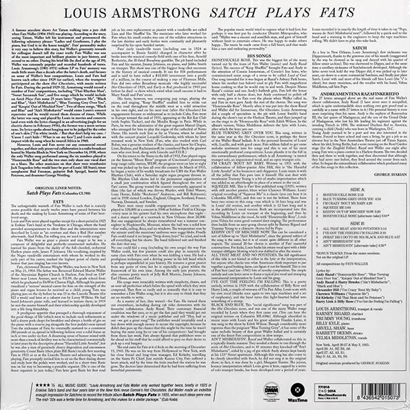 Louis Armstrong - Satch Plays Fats: A Tribute To Fats Waller (+3 bonus tracks) (ltd. ed.) (LP) - PureSound Records
