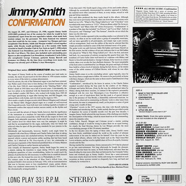Jimmy Smith - Confirmation (+bonus track) (ltd. ed.) (LP) - PureSound Records