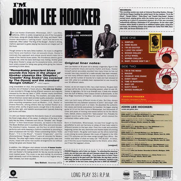 John Lee Hooker - I'm John Lee Hooker (+4 bonus tracks) (ltd. ed.) (LP) - PureSound Records