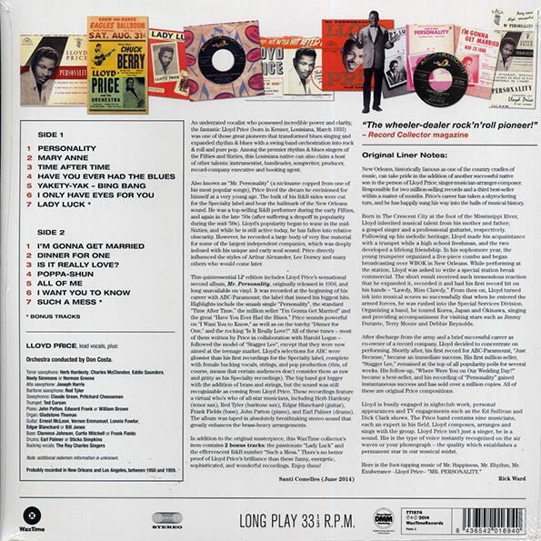 Lloyd Price - Mr. Personality (+2 bonus tracks) (ltd. ed.) (LP) - PureSound Records