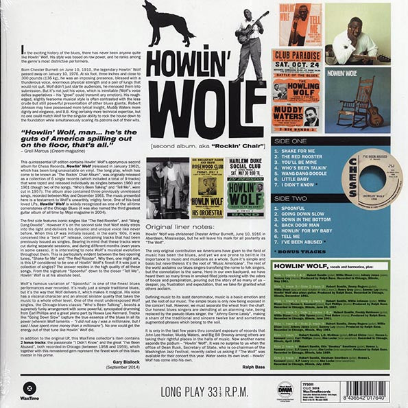 Howlin' Wolf - Holwin' Wolf (Rockin' Chair) (+2 bonus tracks) (ltd. ed.) (LP) - PureSound Records
