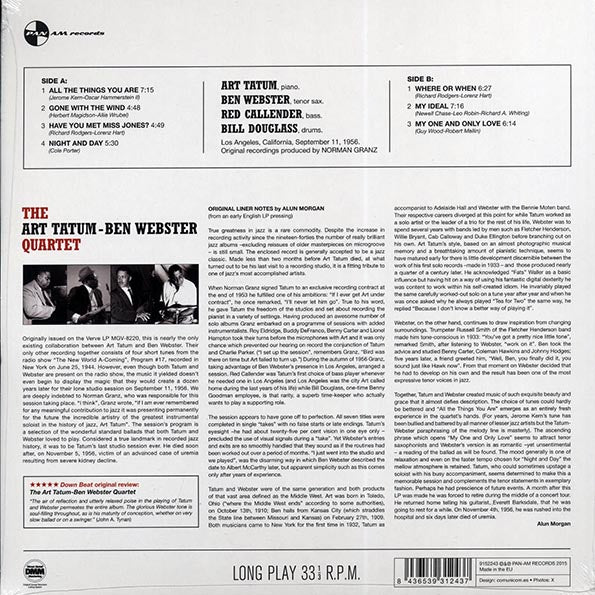 Art Tatum & Ben Webster Quartet - Art Tatum & Ben Webster Quartet (ltd. ed.) (LP) - PureSound Records