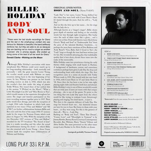 Billie Holiday - Body And Soul (ltd. ed.) (180g) (LP) - PureSound Records