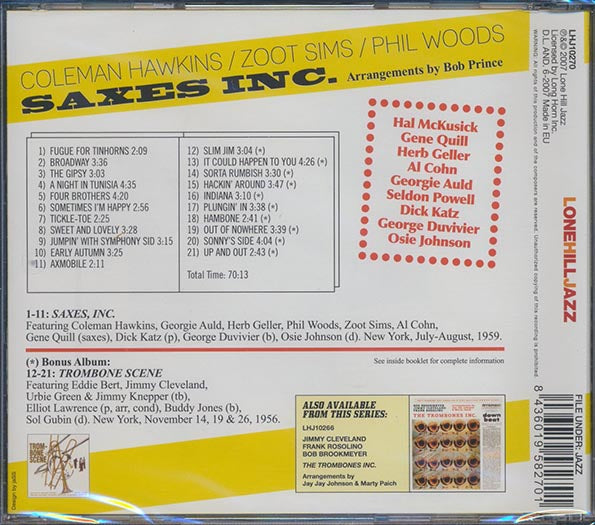 Coleman Hawkins, Zoot Sims, Phil Woods - Saxes Inc. (CD)