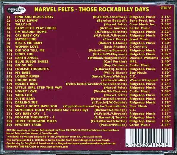 Narvel Felts - Those Rockabilly Days (CD)