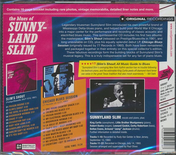 Sunnyland Slim - Slim's Shout + Chicago Blues Session (22 tracks) (incl. large booklet) (CD)