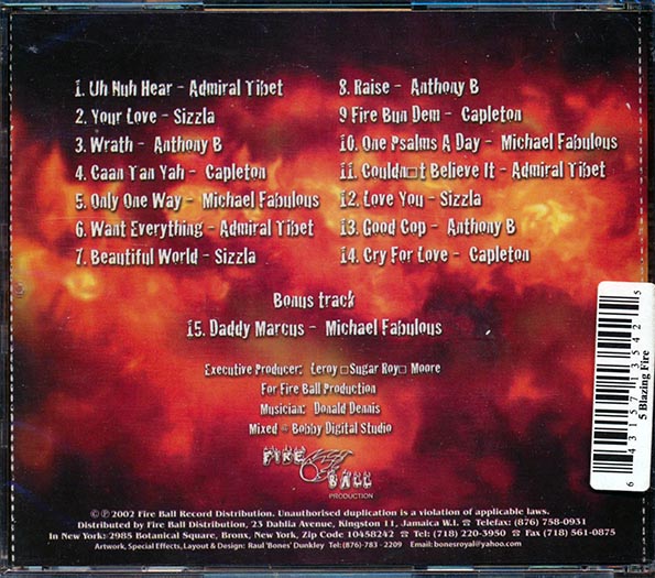 Sizzla, Capleton, Anthony B, etc. - 5 Blazing Fire (CD)