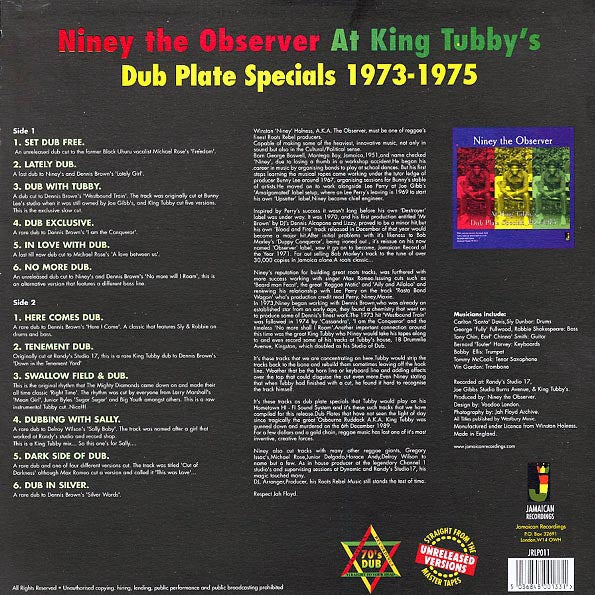 Niney The Observer - Niney The Observer At King Tubby's: Dub Plate Specials (LP) - PureSound Records