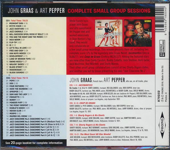 John Graas, Art Pepper - Complete Small Group Sessions (2xCD) (incl. large booklet) (CD)