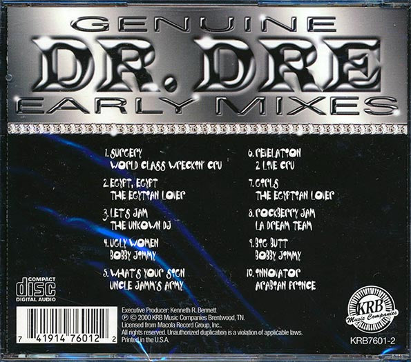 2 Live Crew, World Class Wreckin' Cru, Bobby Jimmy, The Egyptian Lover, Etc. - Genuine Dr. Dre Early Mixes (CD)