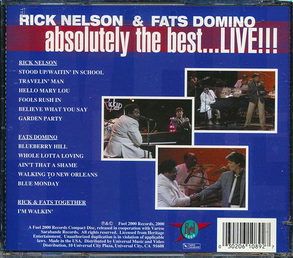 Rick Nelson, Fats Domino - Absolutely The Best: Live!!! (CD)