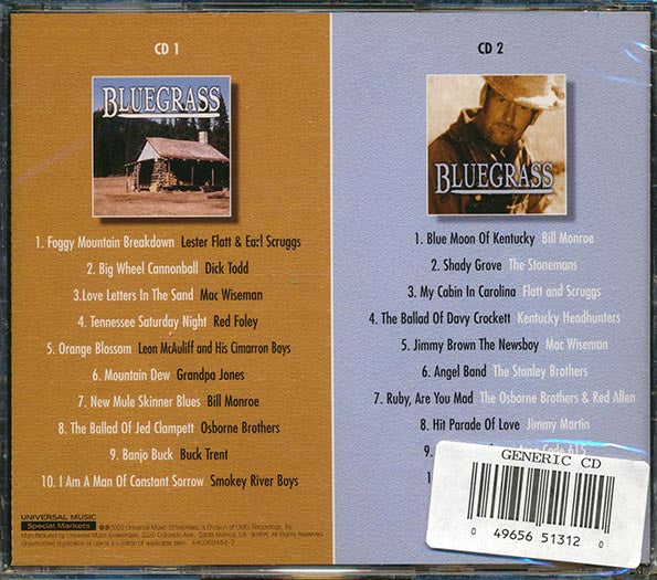 Bill Monroe, Smokey River Boys, Red Foley, Grandpa Jones, Etc. - Bluegrass (20 tracks) (CD)
