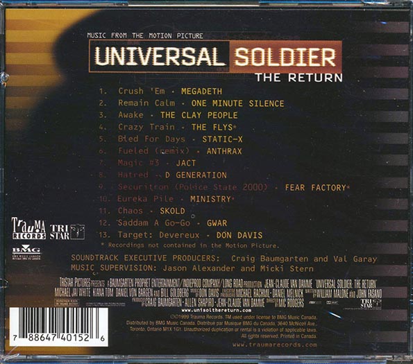 Megadeth, Anthrax, Ministry, Etc. - Music From The Motion Picture: Universal Soldier The Return (CD)