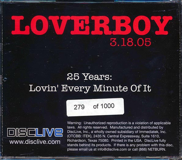 Loverboy - Live In Dallas, Texas, 3.18.05 (numbered ltd.ed.) (CD)