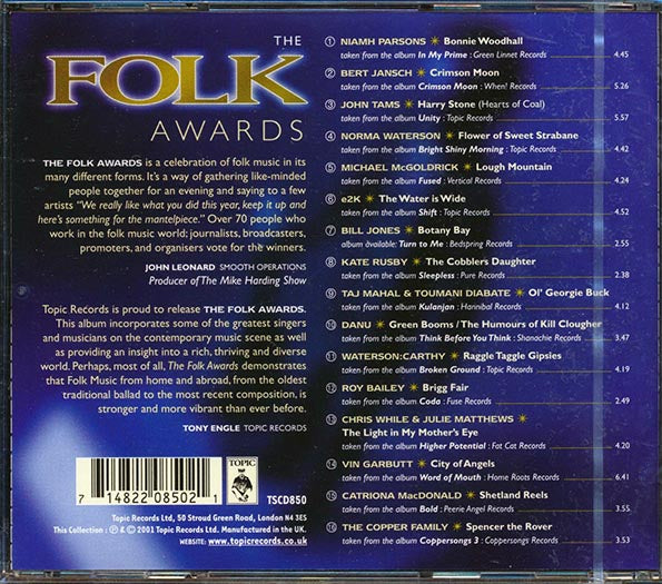 Bert Jansch, Taj Mahal, John Tams, Niamh Parsons, Etc. - The Folk Awards (CD)