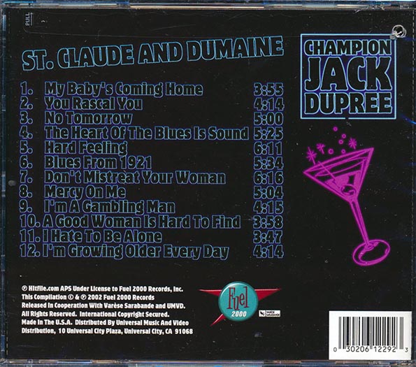 Champion Jack Dupree - St. Claude And Dumaine (marked/ltd stock) (CD)