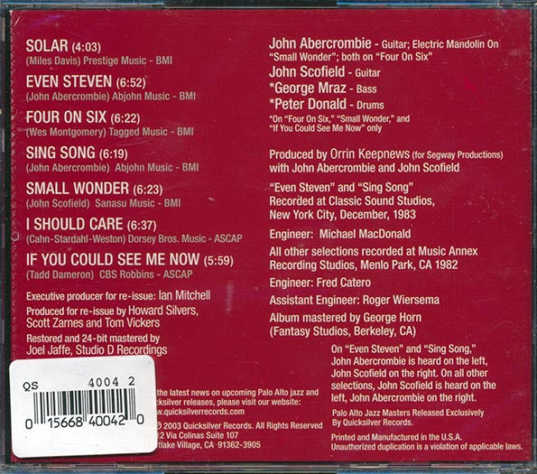 John Abercrombie, John Scofield - Solar (CD)
