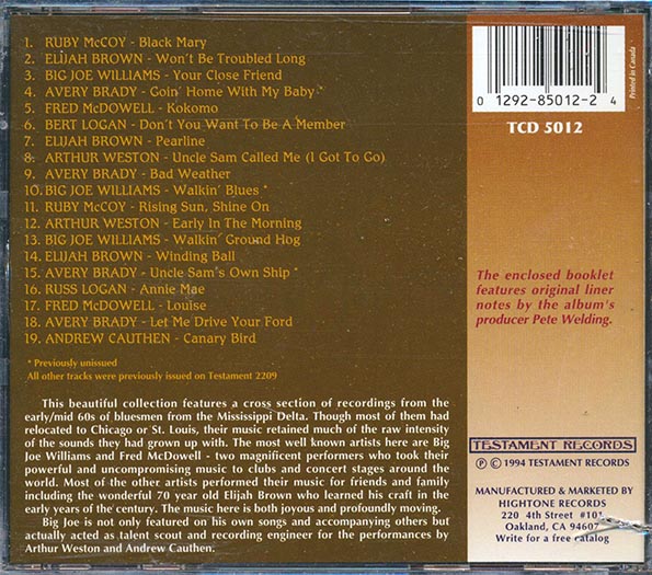 Fred McDowell, Big Joe Williams, Elijah Brown, Etc. - The Sound Of The Delta: Mississippi Delta Blues (CD)