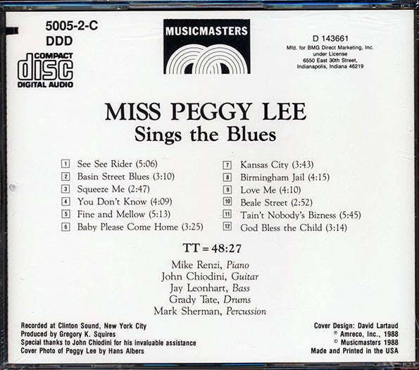 Miss Peggy Lee - Sings The Blues (CD)