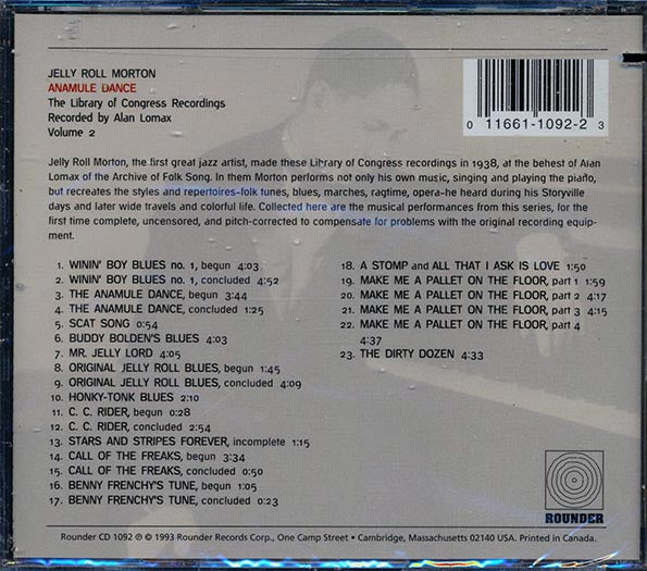Jelly Roll Morton - Anamule Dance: The Library Of Congress Recordings, Volume 2 (Alan Lomax) (incl. large booklet) (CD)