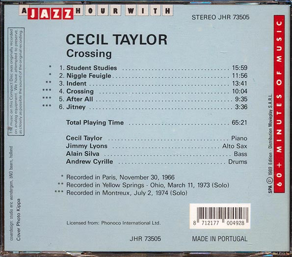 Cecil Taylor - Crossing: A Jazz Hour With Cecil Taylor (CD)