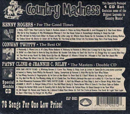 Kenny Rogers, Patsy Cline, Jeannie C Riley, Conway Twitty  - Country Madness (76 tracks) (4xCD) (CD)
