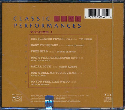 Peter Frampton, Blue Oyster Cult, Three Dog Night, Lynyrd Skynyrd, Etc. - Classic Live Performances Volume 1 (CD)