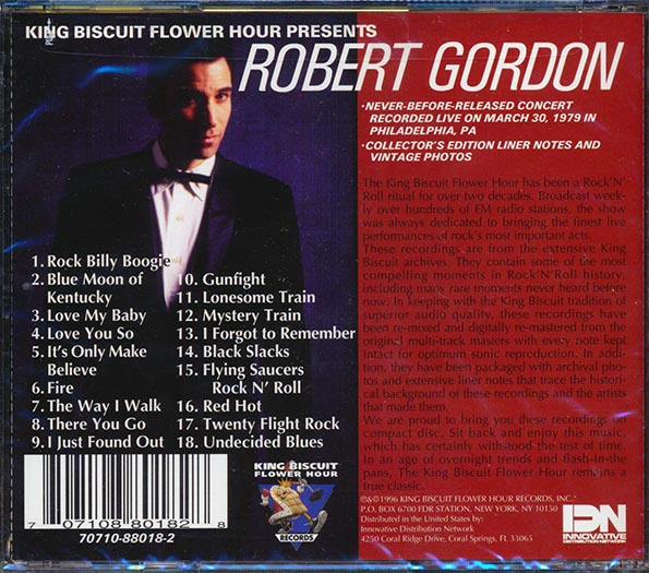 Robert Gordon - King Biscuit Flower Hour Presents In Concert (CD)
