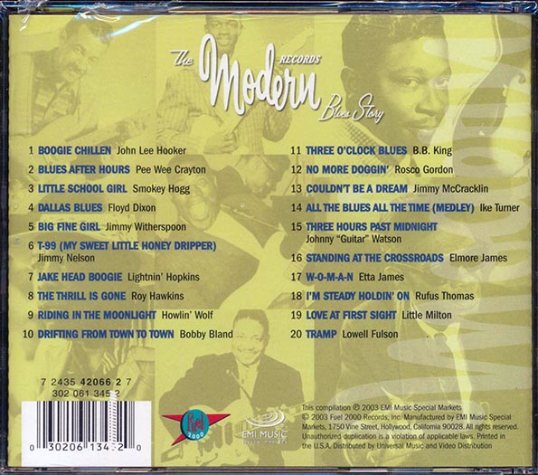 Etta James, Floyd Dixon, Pee Wee Crayton, John Lee Hooker, Etc. - The Modern Records Blues Story (20 tracks) (CD)