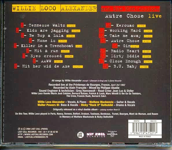 Willie Loco Alexander - Autre Chose: Live Bourges 1982 (CD)
