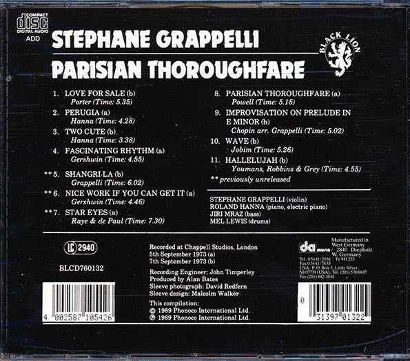 Stephane Grappelli - Parisian Thoroughfare (CD)