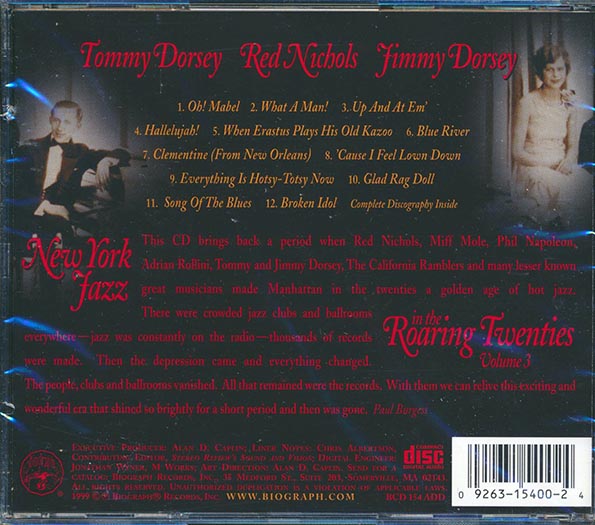 Tommy Dorsey, Red Nichols, Jimmy Dorsey - New York Jazz In The Roaring Twenties Volume 3 (CD)