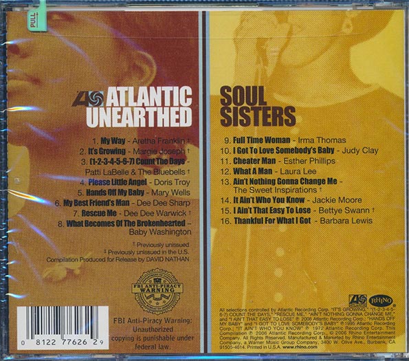 Irma Thomas, Esther Phillips, Dee Dee Sharp, Aretha Franklin, Etc. - Atlantic Unearthed: Soul Sisters (CD)