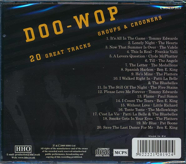 Ben E King, Pat Boone, The Platters, Frankie Valli, Etc. - Doo Wop Groups & Crooners: 20 Great Tracks (CD)