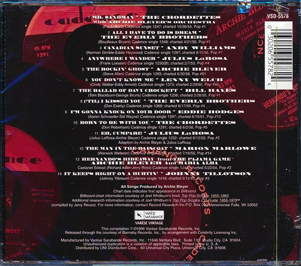 Andy Williams, The Chordettes, The Everly Brothers, Etc. - The History Of Cadence Volume 1 (CD)