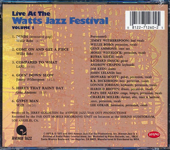 WAR, Willie Bobo, Gene Ammons, Etc. - Live At The Watts Jazz Festival Volume 1 (CD)