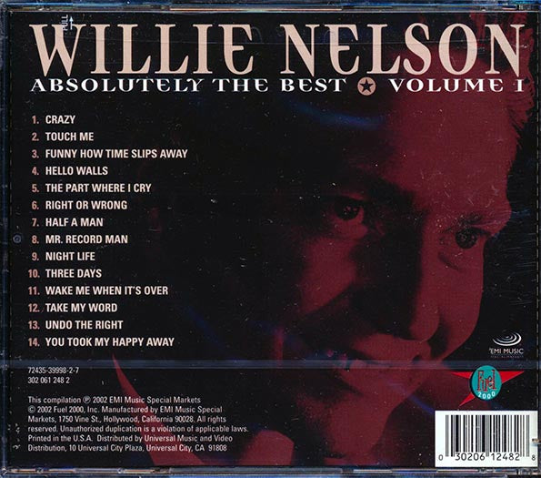Willie Nelson - Absolutely The Best Volume 1 (CD)