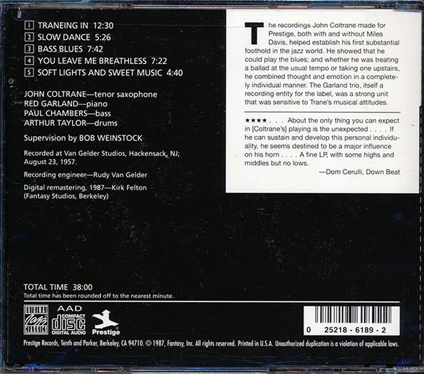 John Coltrane, Red Garland Trio - Traneing In (CD)
