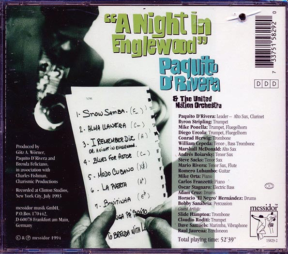 Paquito D'Rivera & The United Nation Orchestra - A Night In Englewood (CD)