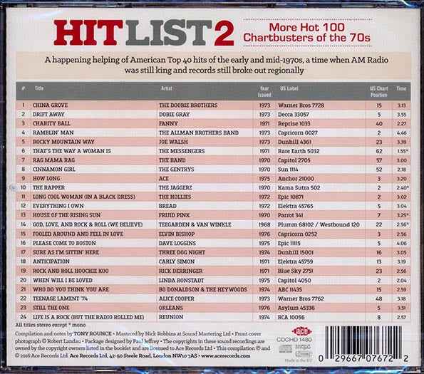 Various - Hit List 2: More Hot 100 Chartbusters Of The 70s (CD)