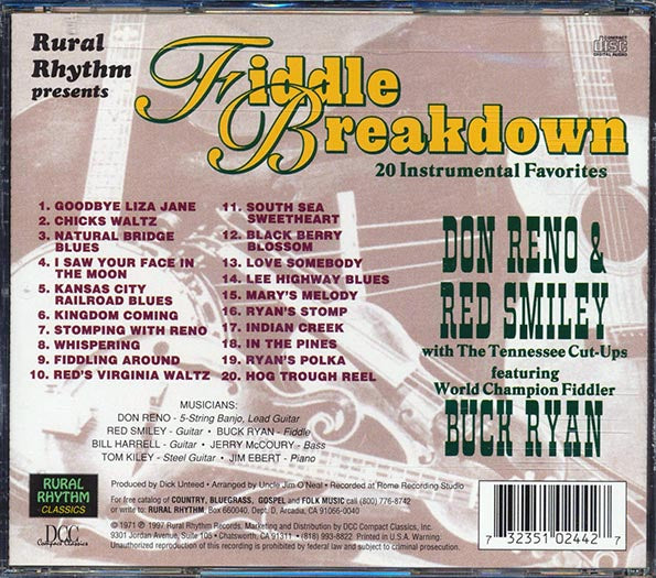 Don Reno, Red Smiley, Buck Ryan - Fiddle Breakdown (CD)