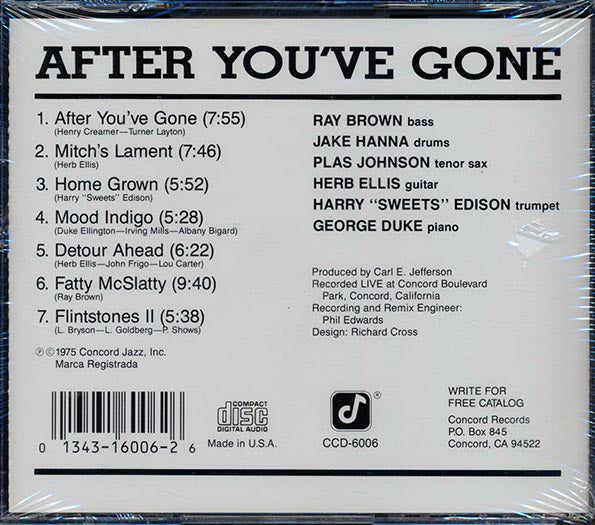 Herb Ellis, Ray Brown, Etc. - After You've Gone (CD)