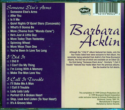 Barbara Acklin - Someone Else's Arms + I Did It + I Call It Trouble (CD)