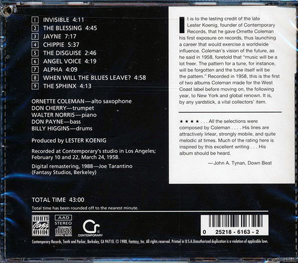 Ornette Coleman - Something Else: The Music Of Ornette Coleman Contemporary S7551 (CD)