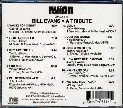 Jimmy Rowles, McCoy Tyner, Herbie Hancock, Etc. - Bill Evans: A Tribute (CD)